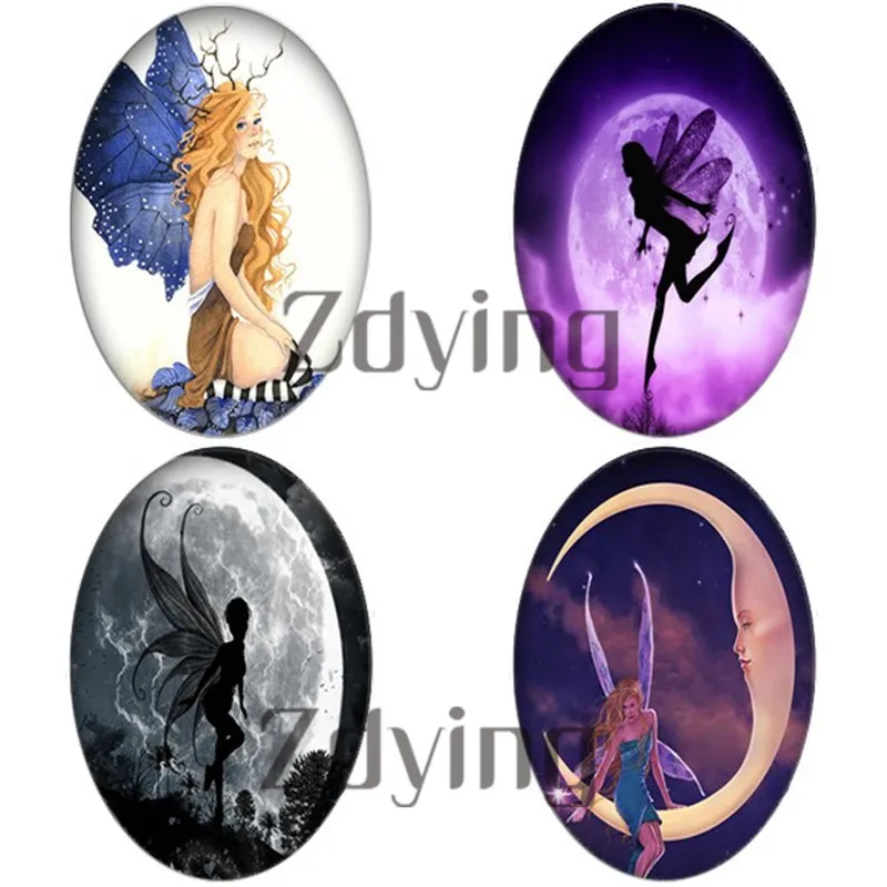 Овальный стеклянный кабошон ручной работы zmo крылья бабочки цветы сказочные