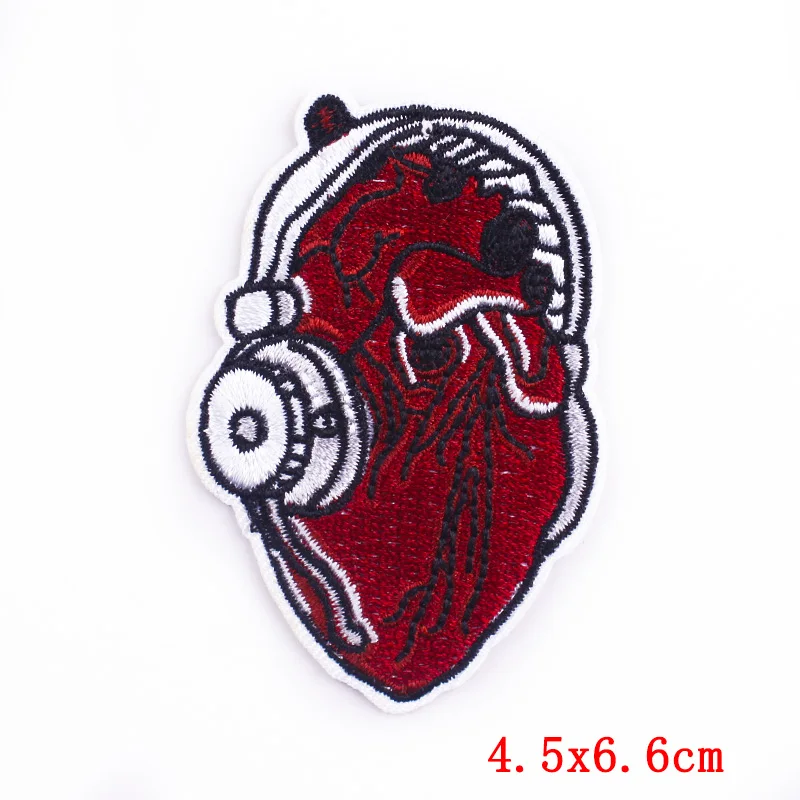 

Pulaqi Punk/Alien Patch Iron On Patches On Clothes Stripe Sewing Skeleton Patch Embroidered Patches For Clothing Applique Diy