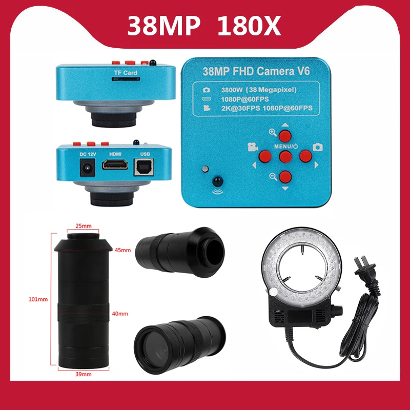 

17MP 38MP HDMI USB Industrial Electronic Digital Video Microscope Camera HD 1080P 60FPS 2K For Phone Laptop CPU PCB Repair
