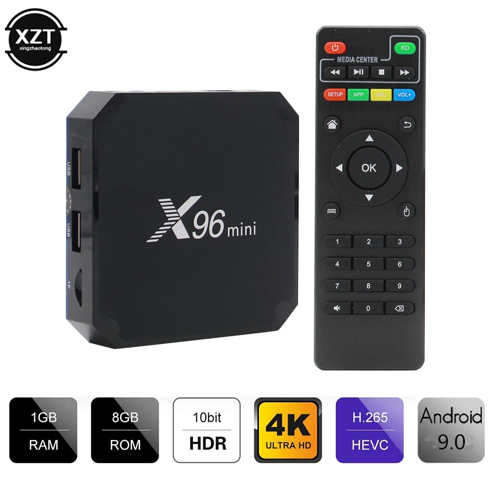 X96 мини ТВ коробка Android 9 0 Смарт Box Amlogic S905W 4 ядра 64bit 1/2 ГБ + 8/16GB 100M 2 4G WiFi медиаплеер