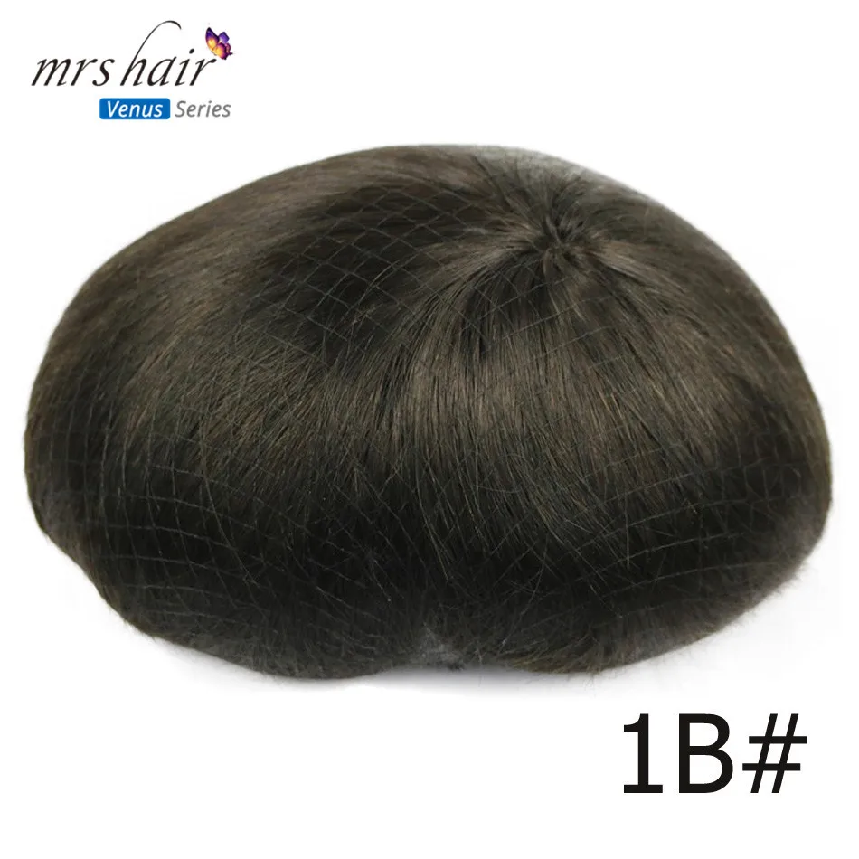 MRS HAIR мужской парик Remy человеческие волосы кружева Тонкий ПУ заменить мужчин t система Toupees мужские волосы парики