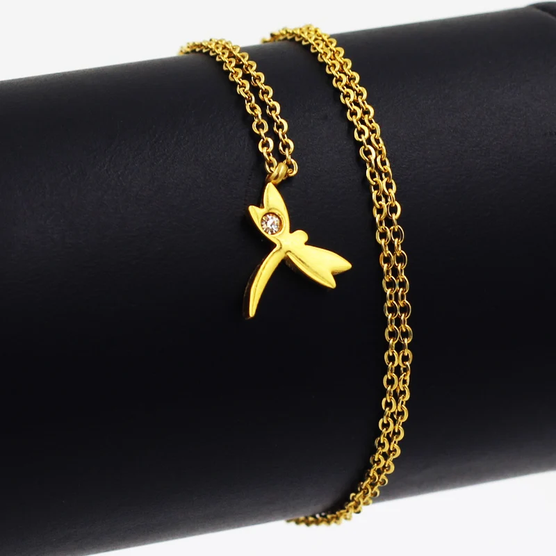 

LUXUKISSKIDS 5pcs/lot Gold Insect Zircon Pendants Necklaces For Women Girl Baby Gold Choker Link Chain Necklace Collares-201101