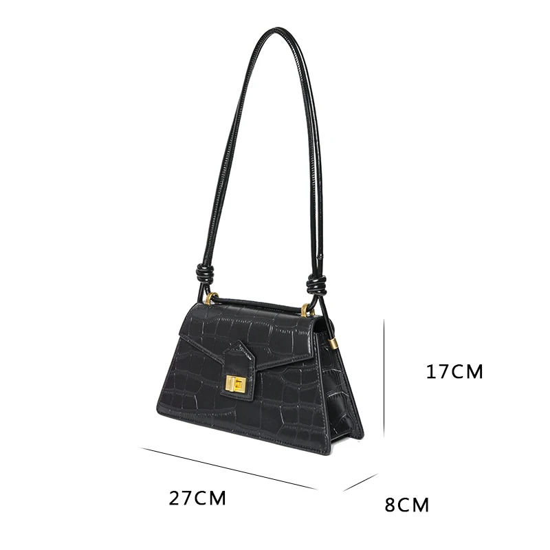 

[EAM] Women New Vintage Crocodile Pattern Quality PU Leather Personality All-match Crossbody Shoulder Bag Fashion 2021 18A2320