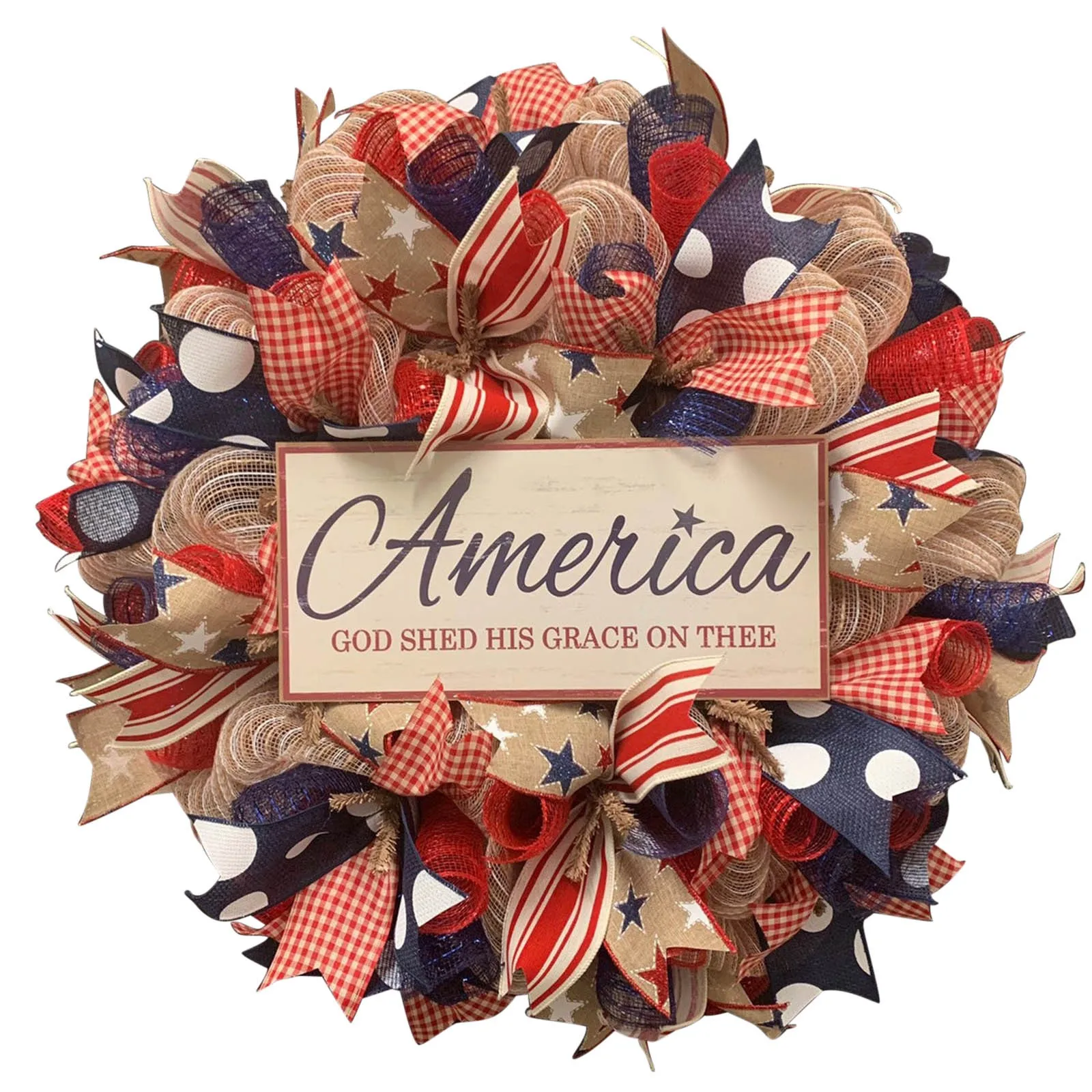 

Искусственный венок на День Независимости, украшение для крыльца, уличное висячее украшение для входной двери, украшение для дома, украшени...