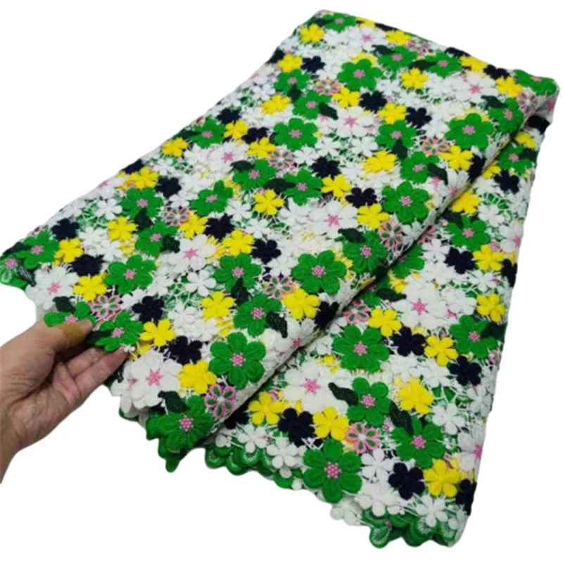 

2021 новейшая зеленая кружевная ткань из гипюра, мягкая классическая приятная для кожи африканская кружевная ткань для свадебного платья