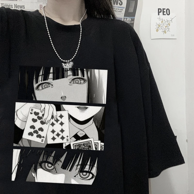 

Women'S Oversized T-Shirt Anime Summer Women Tops O-Neck Black Cotton T-shirt Female Harajuku Women Tees Y2k Clothes