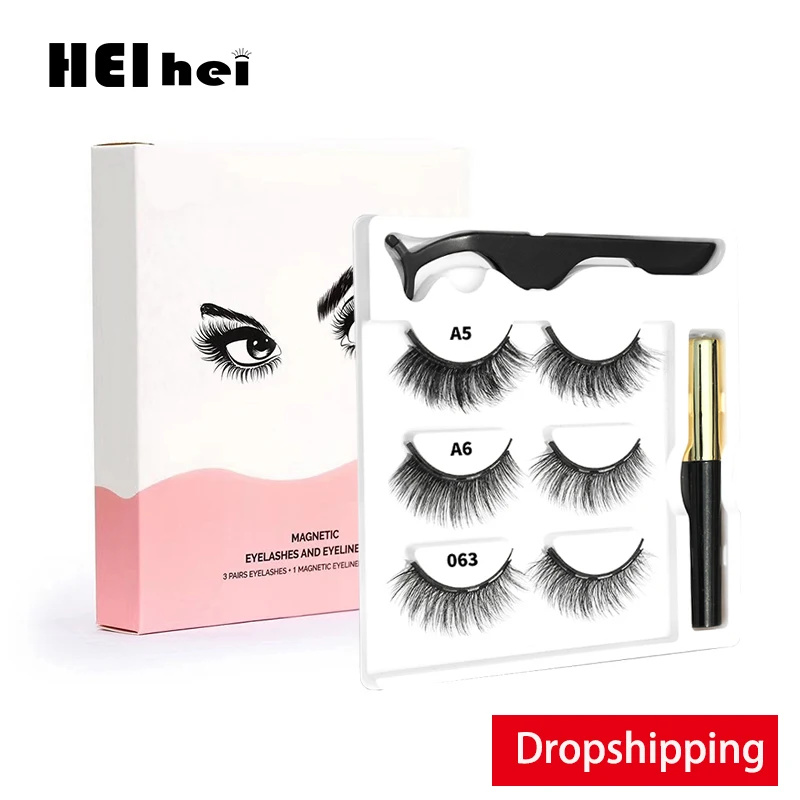 

Dropshipping natural false eyelashes magnetic Eyeliner&magnetic eyelashes & Tweezer Set cilios magnetico custom your logo