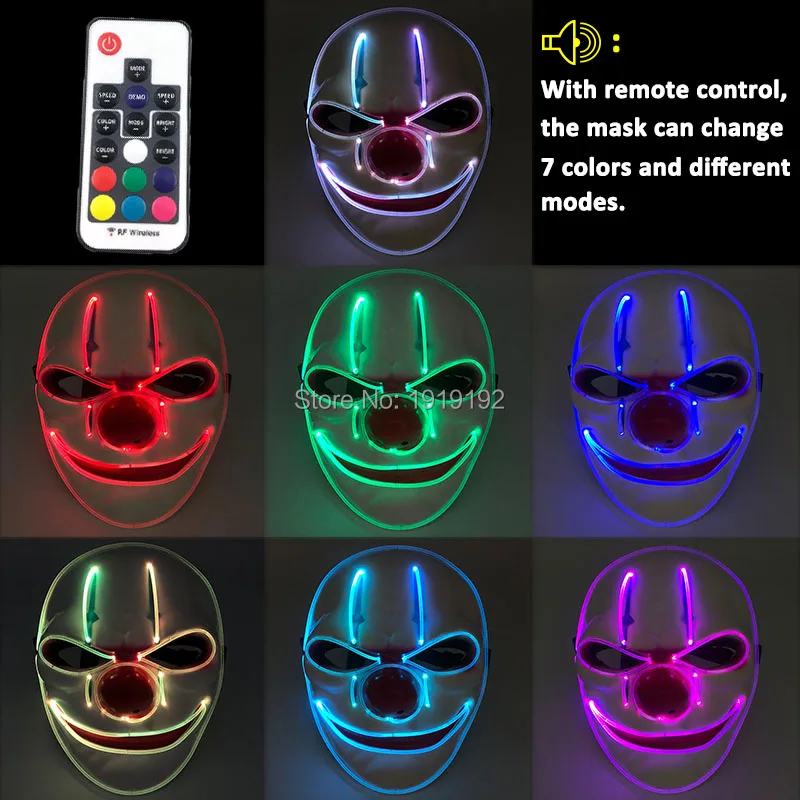 Cool Newest Party Mask with Remote Control LED Colorful Transform Plastic Optical Fiber For Glow Supplies | Дом и сад