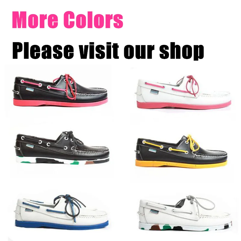 Men Women Genuine Leather Docksides Casual Boat Shoes Brand Flat Loafers For Homme Femme Coffee Black Navy Blue Brown X144 | Обувь
