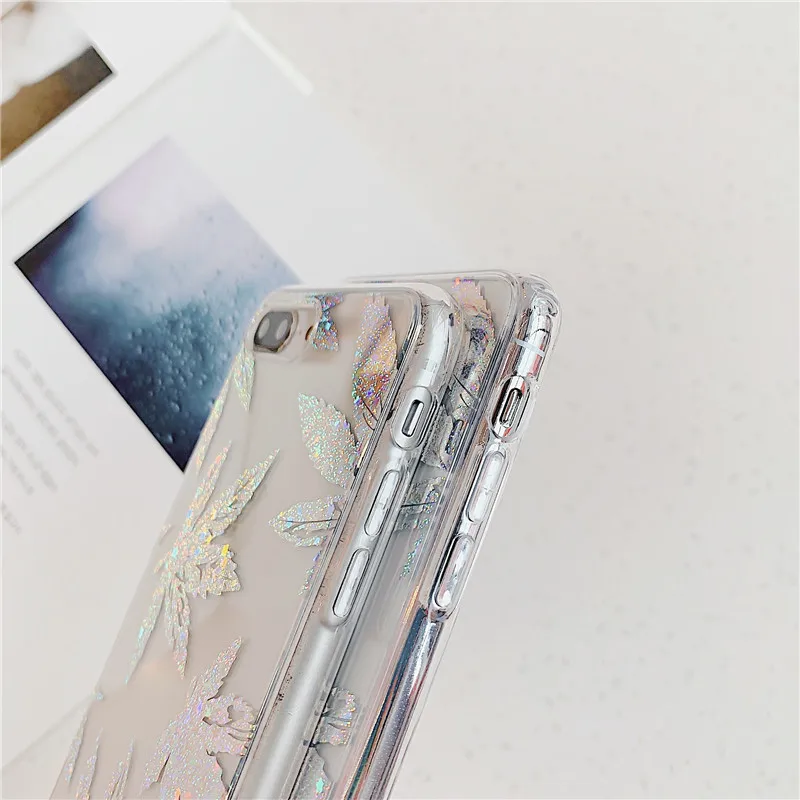 Роскошный чехол для телефона с блестками в виде кленового листа iphone XS Max XR X 6 6s 7 8