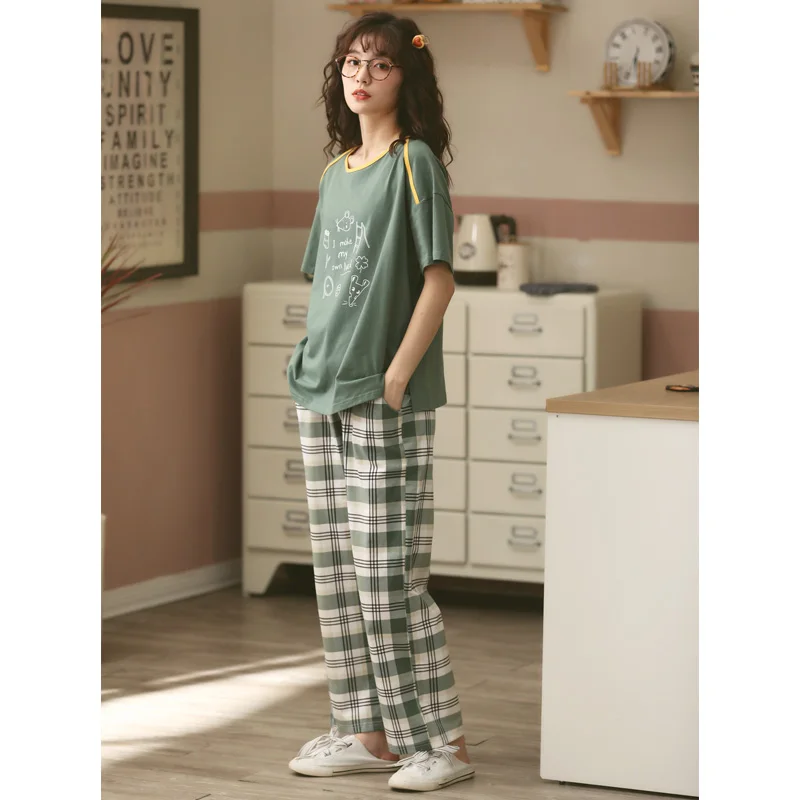 

Big Size Women Home Wear Lounge Clothes Long Sleeve Pajamas Sets Cotton Sleepwear Girls Homewear Housewear