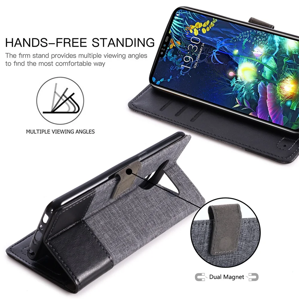 PU Leather Case for LG V50 V30 V40 V35 ThinQ Luxury Canvas Silicone Phone Cover K40 K12 Plus G5 G6 G8S X4 2019 Bag |