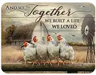 Жестяной знак, забавный, мы любим цыплят и ферму, подходит для дома, кухни, фермы, настенное украшение, алюминиевый металлический знак, 8x12 дюймов