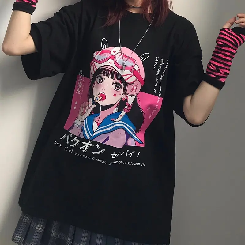 

Summer Goth Female Tee Aesthetic Loose Women T-shirt Punk Dark Grunge Streetwear Ladies gothic Top T-shirts Harajuku Clothes y2k