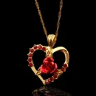 Модный Красная роза цветок кулон ожерелье красота золотой цвет любовь в форме сердца ожерелье романтические подарки на день Святого Валентина женские ювелирные изделия