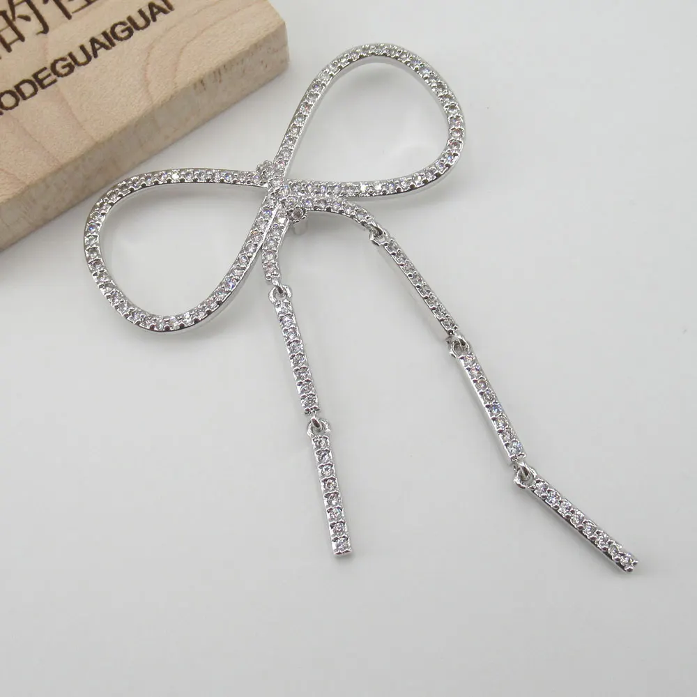 

APDGG 45x60mm 18K gold plated pendant bowknot connector Pendant cubic zircon CZ Micro Pave necklace pendant Jewelry DIY