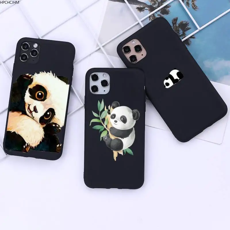 

Funny Cartoon Panda Bearcat Phone Case for iphone 12 11 Pro Mini XS MAX 8 7 6 6S Plus X 5S SE 2020 XR cover