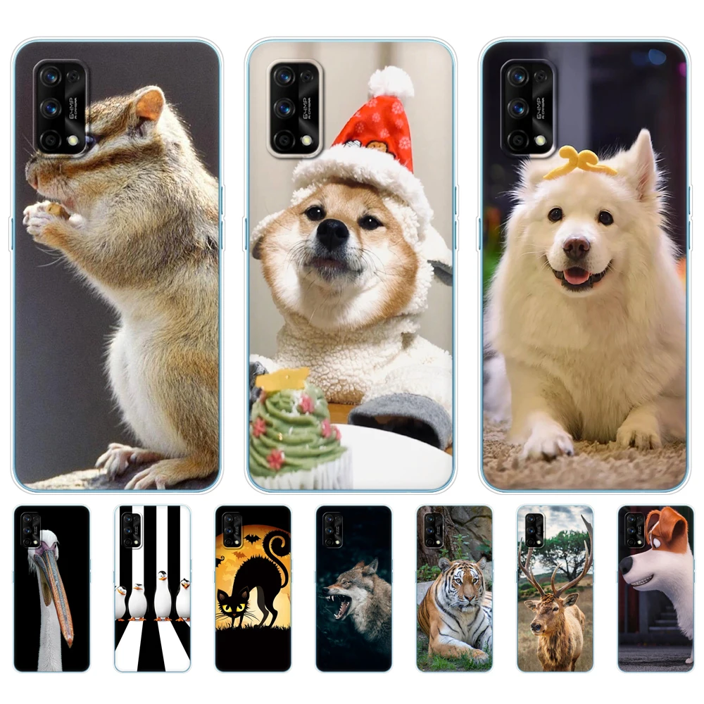 

For Realme C3 Case For Realme C15 For OPPO Realme C3 C15 C1 C2 5i 6i 6S 6 3 5 7 X2 Pro XT cover cat wolf tiger dog cute Animal
