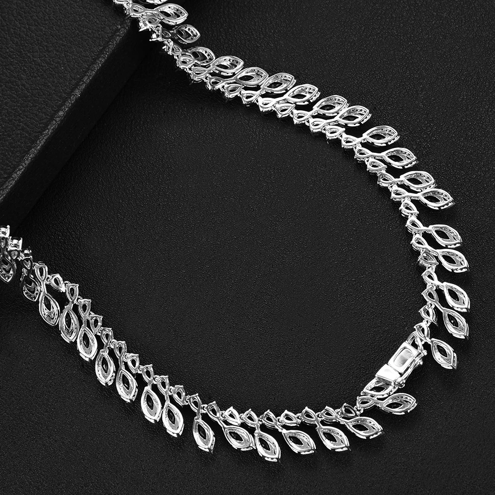 missvikki Famous Brand Luxury Shinning Green Leaf Women Wedding Naija Bridal Cubic Zirconia Necklace Dubai Dress Jewelry Set | Украшения и