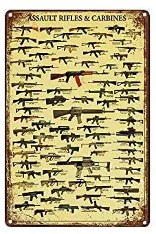 

Assault Rifles Carbines Metal Tin Sign 12x8 Inch Decor Travel Tin Sign