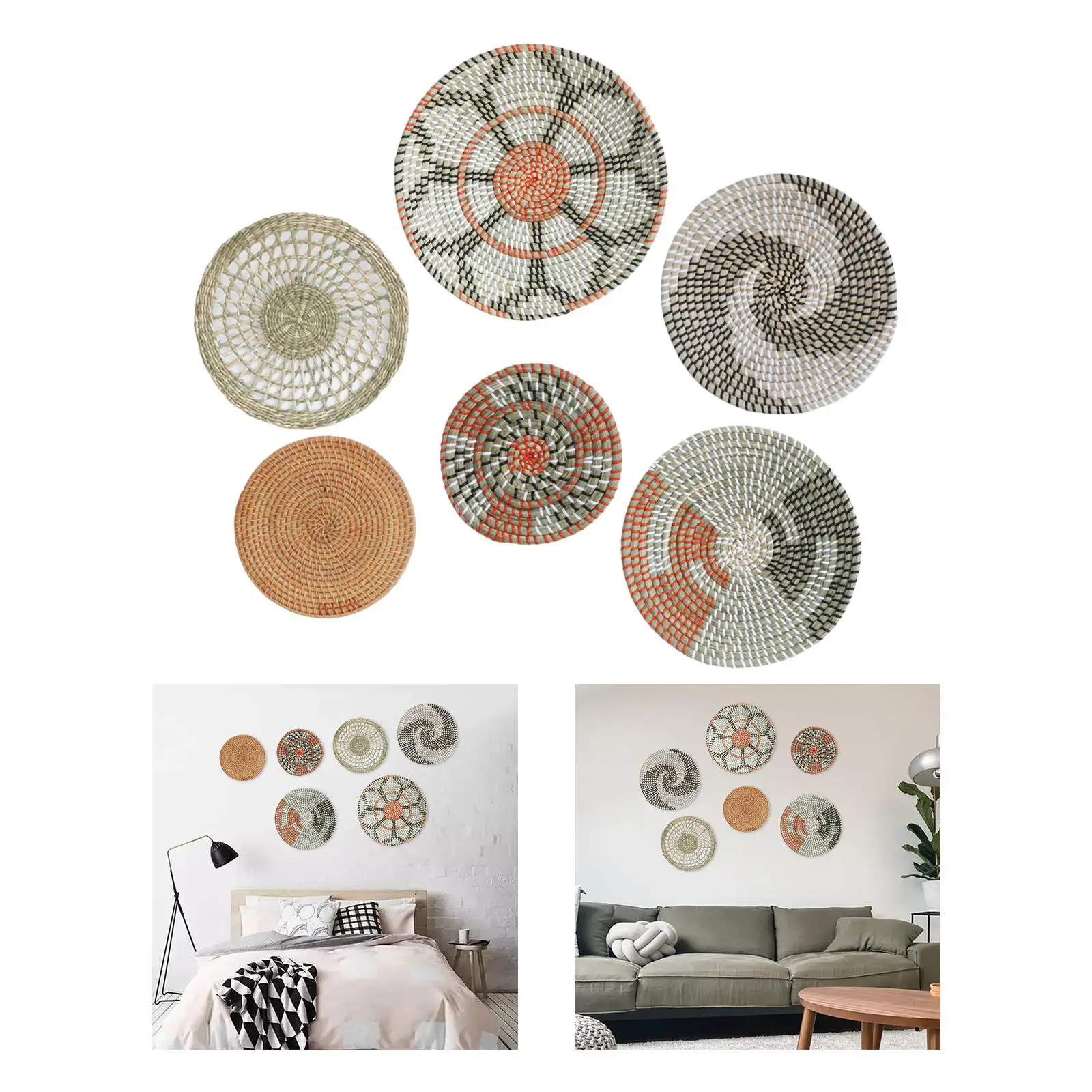 Плоский плетеный Настенный декор плетеная корзина из морских водорослей