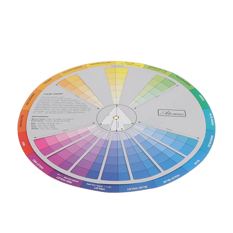 

Professional 12 Color Paper Card Three-tier Design Color Mixing Wheel Guidance Round Central Circle Rotates Tattoo Nail Pigment