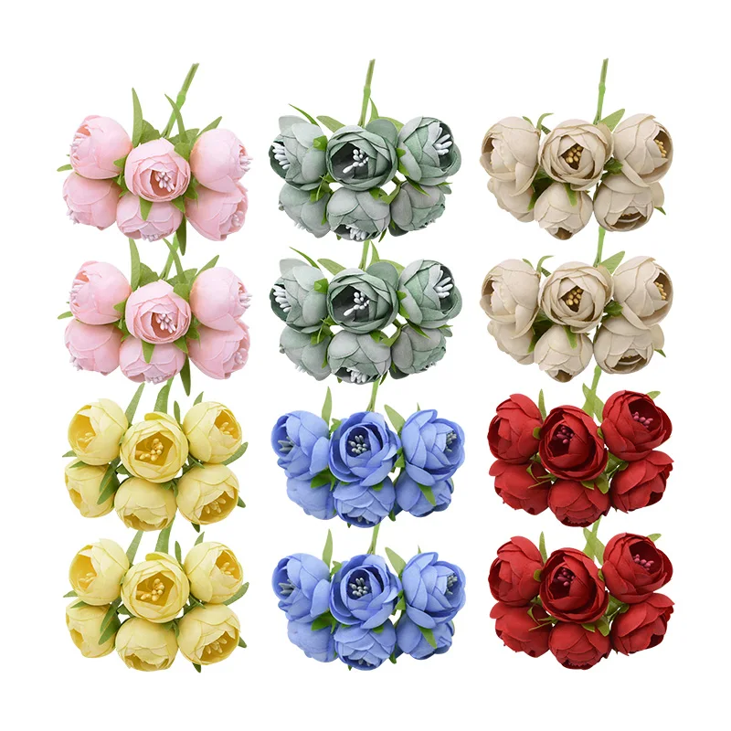 

24pcs 2.5cm Artificial Peony Rose Silk Flower Bouquet DIY Scrapbook Fake Flowers for Home Wedding Wreath Decoration