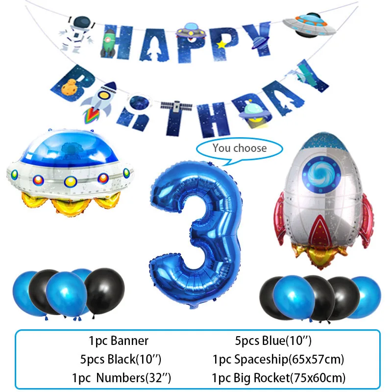 

Outer Space Birthday Party Decorations Universe Series Astronaut Rocket Spaceship Ballons For Kids Boy 3rd Birthday Balloons