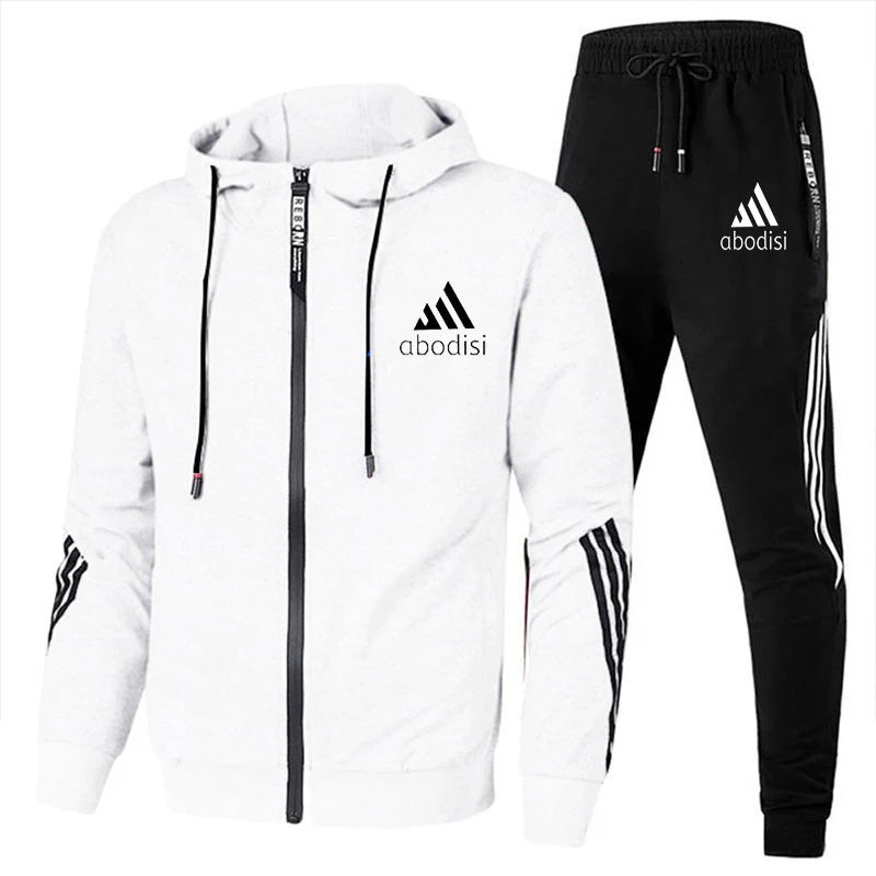 

New fashion men's autumn and winter suit zipper hoodie + pants two-piece casual sportswear men's sportswear fitness brand clothi