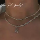 Женское креативное ожерелье с кристаллами JUST FEEL, блестящая цепочка-стразы, оригинальное массивное ювелирное изделие, подарок, ожерелье-ошейник с буквами