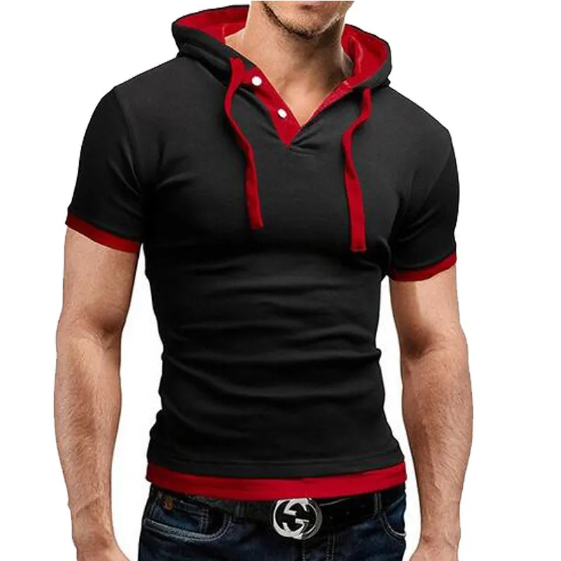 Летние Новые мужские повседневные с коротким рукавом капюшоном тонкие