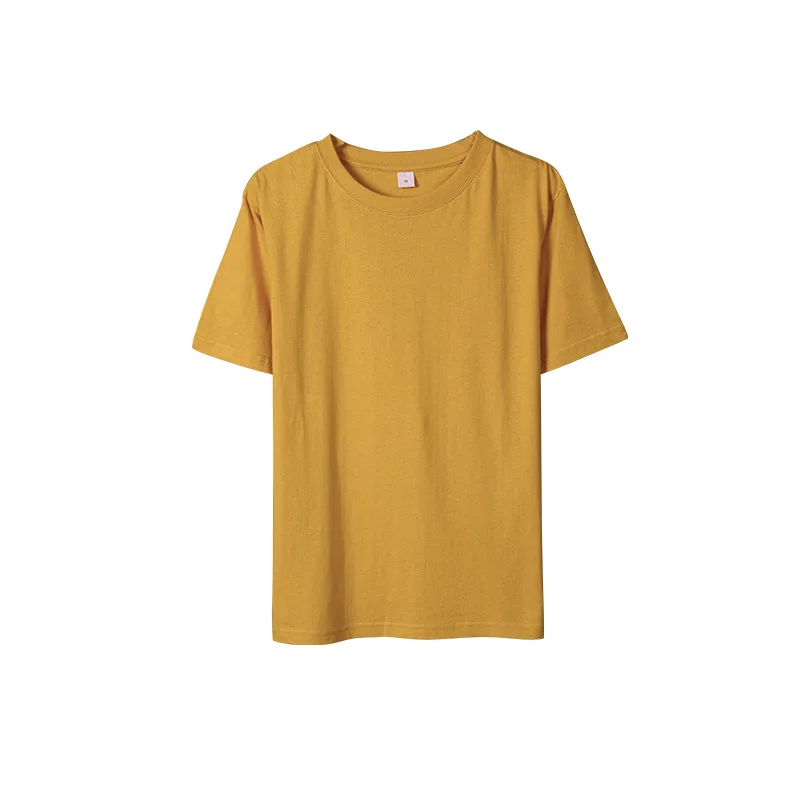 

Summer Cotton BF Wind Loose Age Reducing All Match Solid Color Short Sleeve Round Neck Women T Shirt