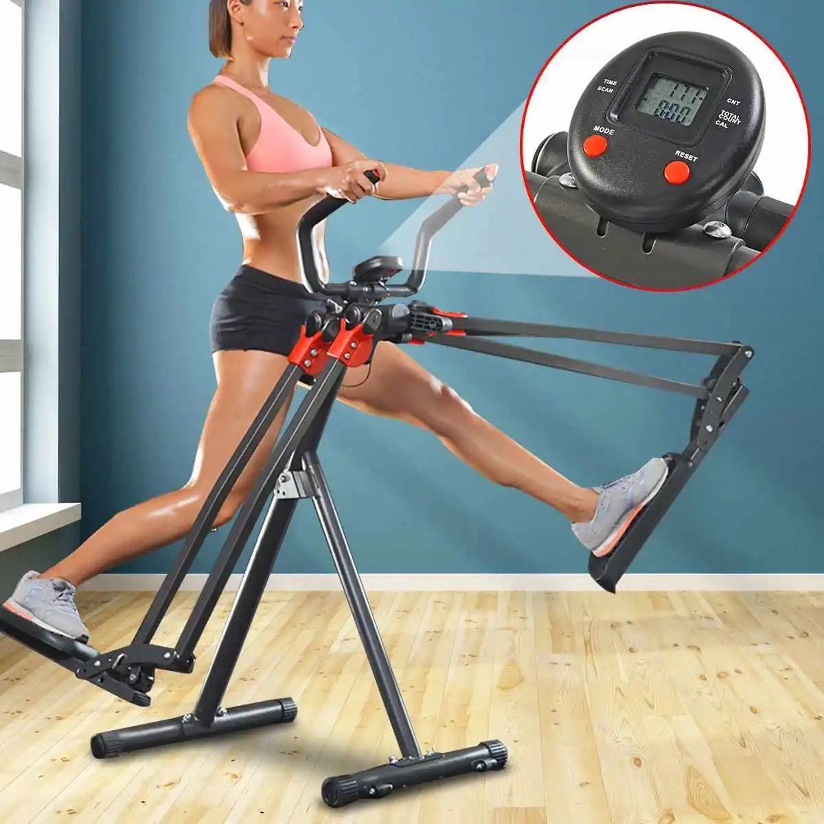 Fitness Exercise Stepper Cardio Machine Indoor Cycling Bikes LCD Display Soft Handle Bar Pedal Bike Home Gym Equipment Airwalker