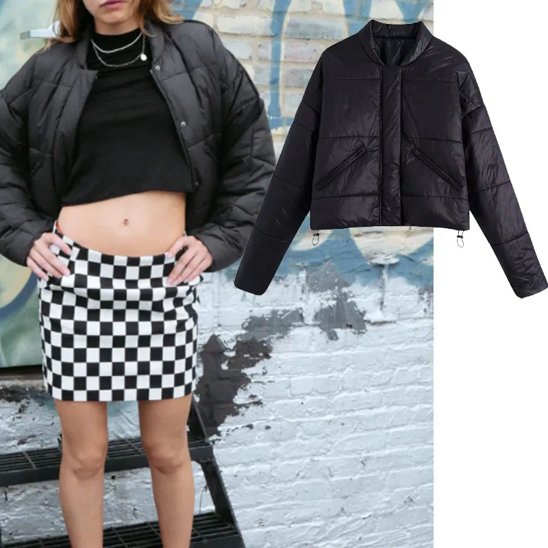 

Xypskh Za Женская коллекция 2021 года, новая модная Толстая Теплая стеганая куртка, пальто, винтажная женская верхняя одежда с длинными рукавами и...