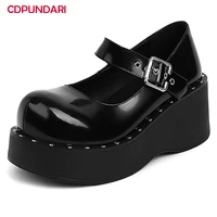 women black mary janes platform wedges pumps ladies spring summer casual punk high heels shoes bride tacones mujer