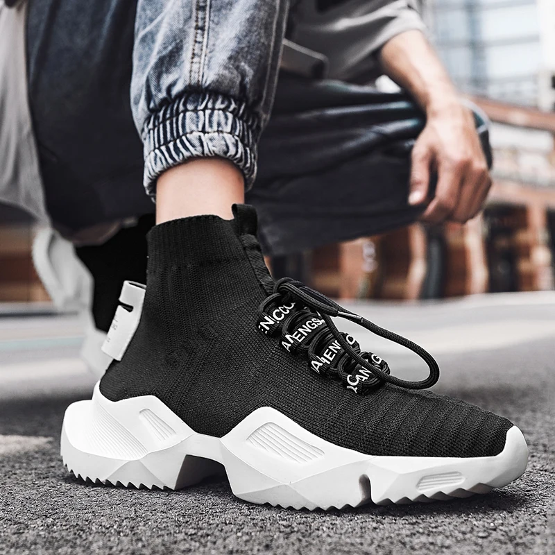 Men Sneakers Hot Sale Sock Sports Running shoes Light weight Outdoor sports Adult male Gym Large size 39-47 | Спорт и развлечения