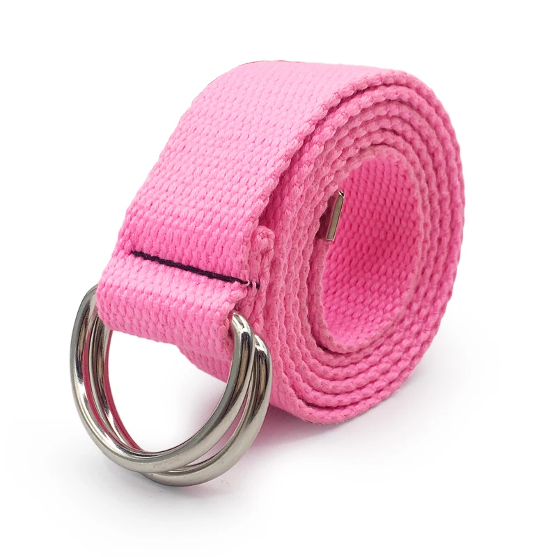 Style 2 Pink 130 см модный нейтральный нейлоновый холщовый ремень с d-образным кольцом и двойной пряжкой, студенческий ремень, Холщовый пояс с двойной пряжкой - Цвет: Style 2 Pink