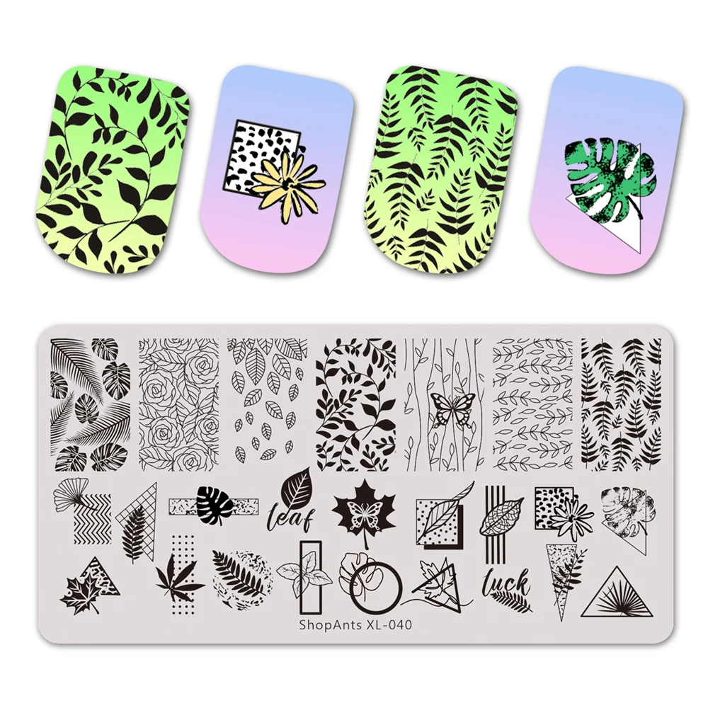 

ShopAnts 6*12cm Nail Stamping Plates Leaf Pictures Stencil Stainless Steel Design for Printing Nail Art Image Plate XL-040