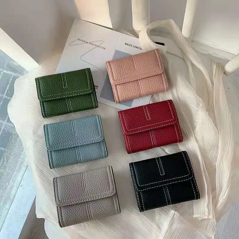 

2021 New fashion European and American fashion simple buckle zero wallet business card clip credit card set organ card bag