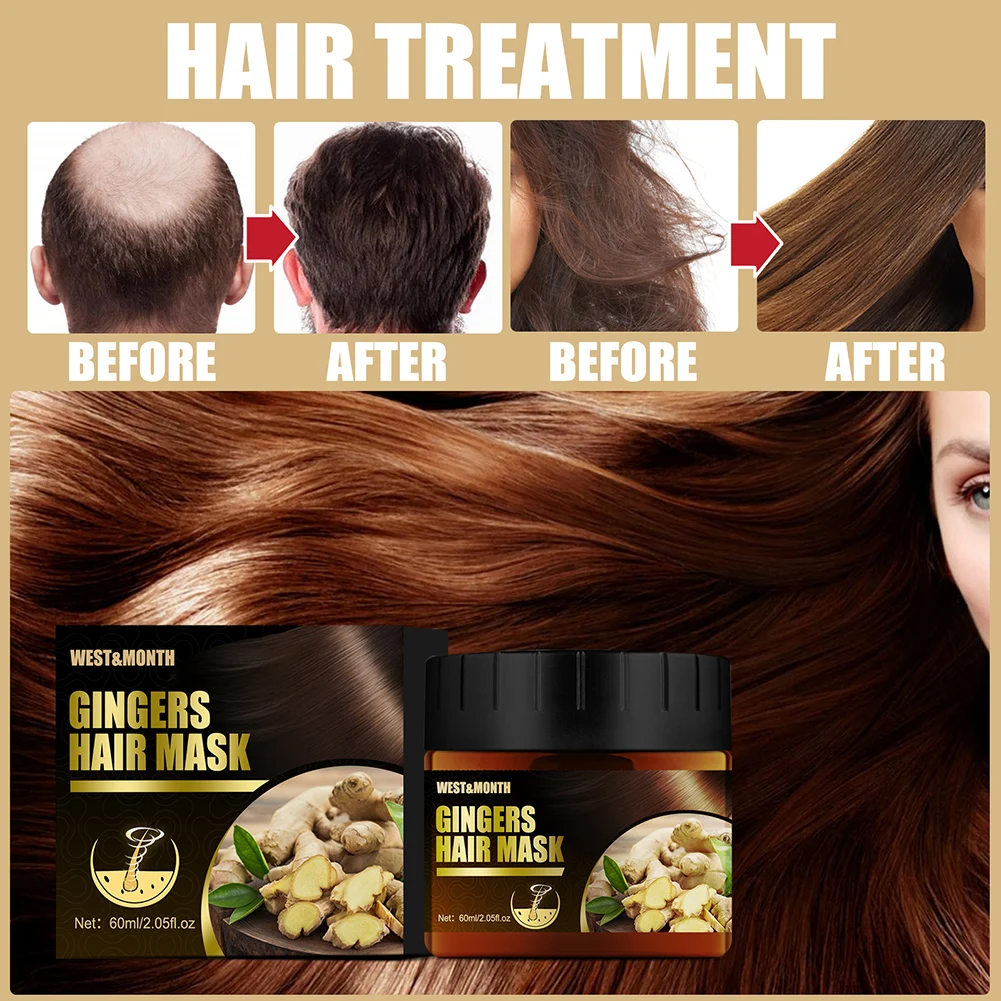 

Professional Ginger Hair Shampoo Hair Mask Treatment 60ml Hair Care Product Set Moisturizing Damageg Repair Anti Hair Loss