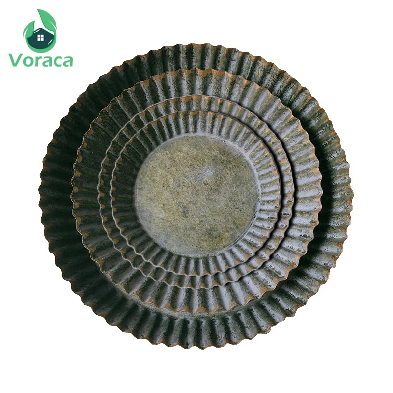 Круглая железная ретро пластина с цветочным кружевом винтажная антикварная