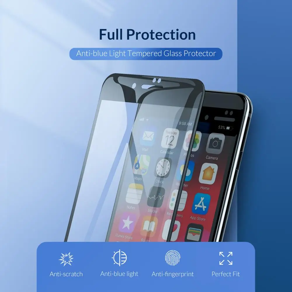 Защитное стекло ORICO закаленное для iphone 7 8 Plus защита от синего света 3D полное