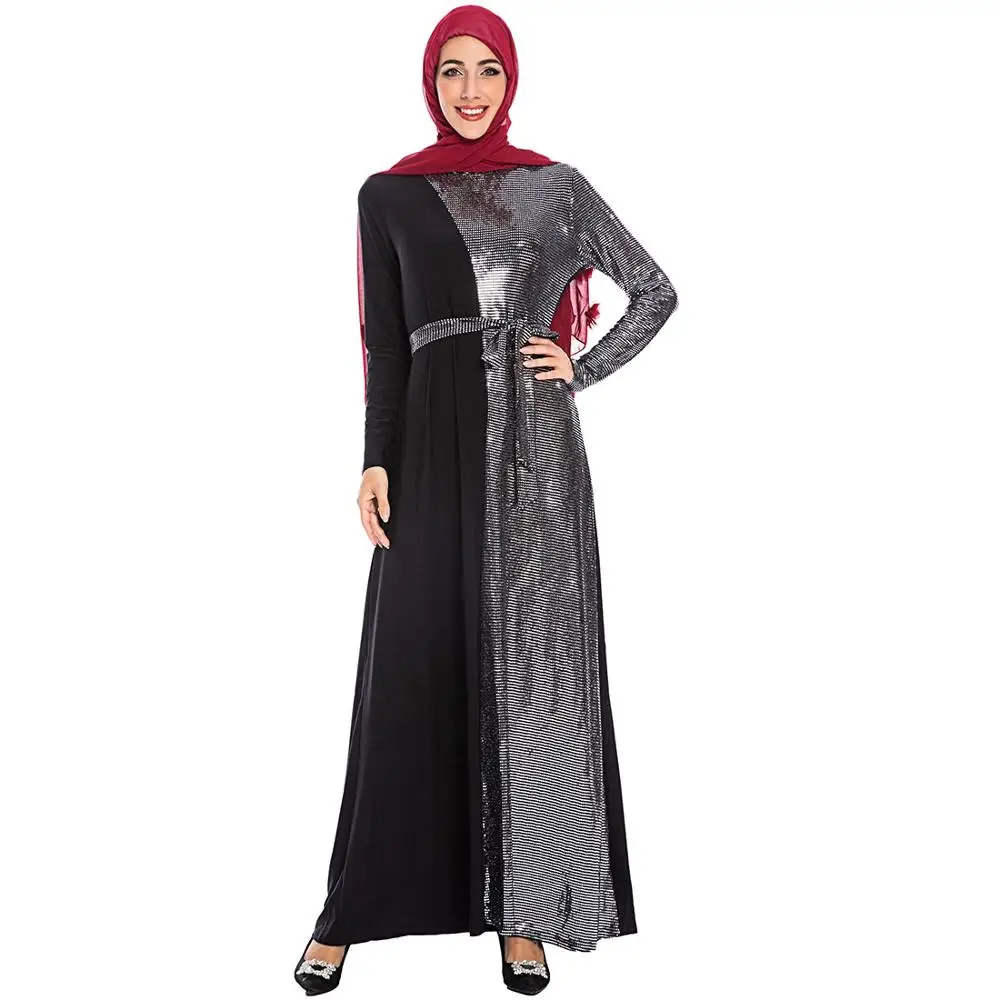 Женское мусульманское платье с длинным рукавом Abayas корейский стиль 2019 |