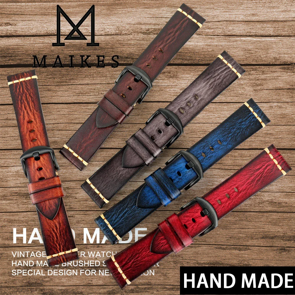 Ремешок MAIKES из коровьей кожи для наручных часов итальянский Браслет телячьей