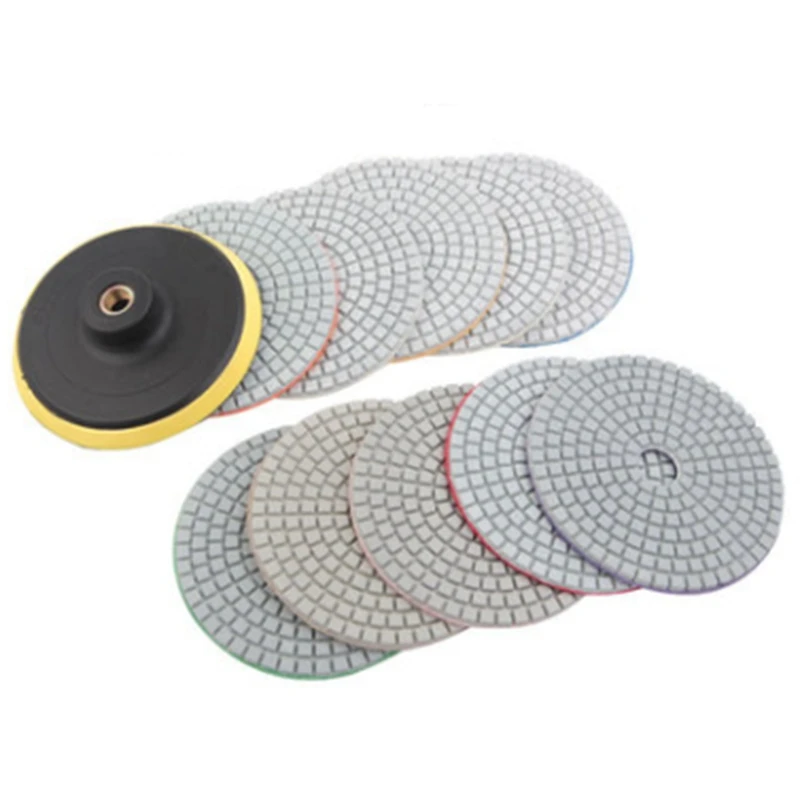 

11Pcs Diamond Polishing Kit 4 Inch 100mm Wet/Dry for Granite Stone Concrete Marble Polishing Using Grinding Wheel Set