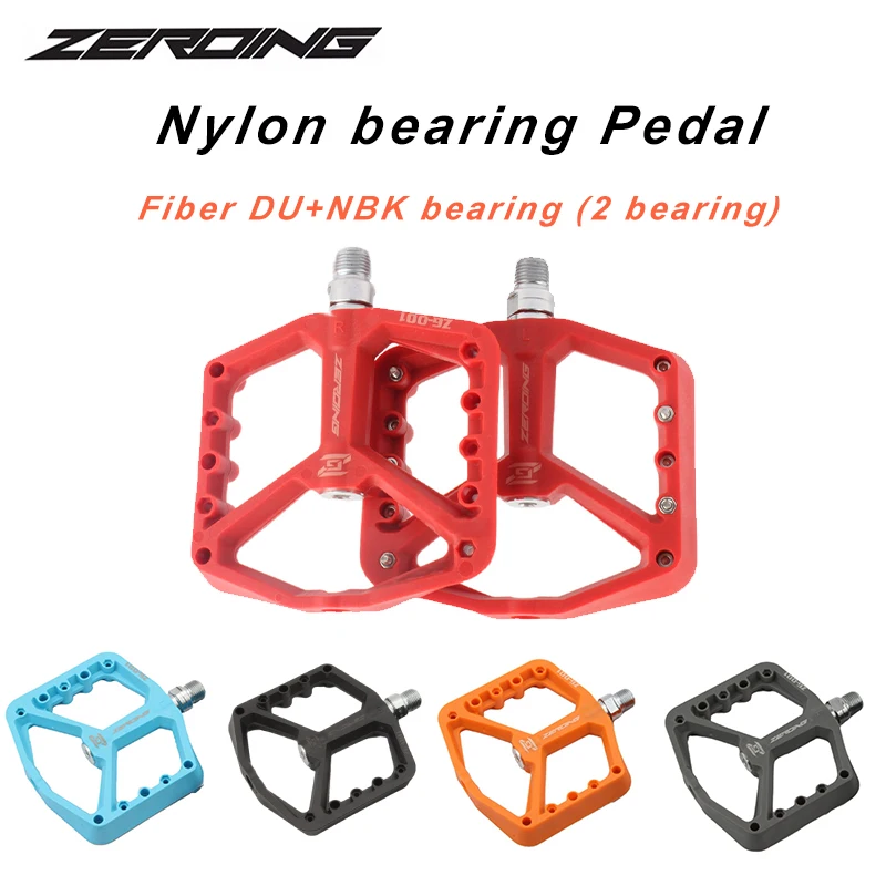 

ZEROING Mountain Bike Pedals Ultralight Nylon Roadbicycle Pedals Non-slip 2 Bearings Flat Pedal Cycling Accessories