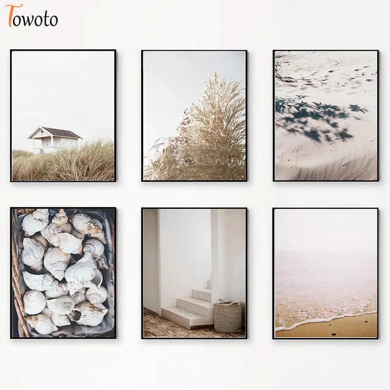 Скандинавский постер природы нейтральный синий бежевый пейзаж с принтом Картина