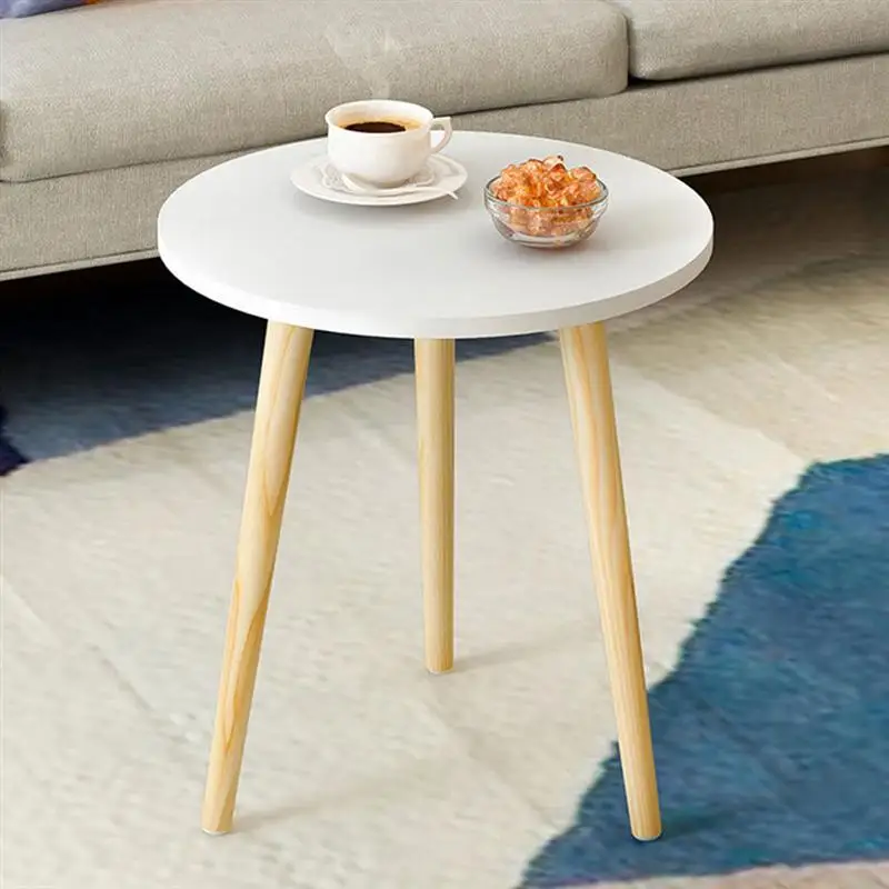 

1 Pc Creative Nordic Style Round Table Coffee Tea Table Practical Wood Table for Home Living Room (White)