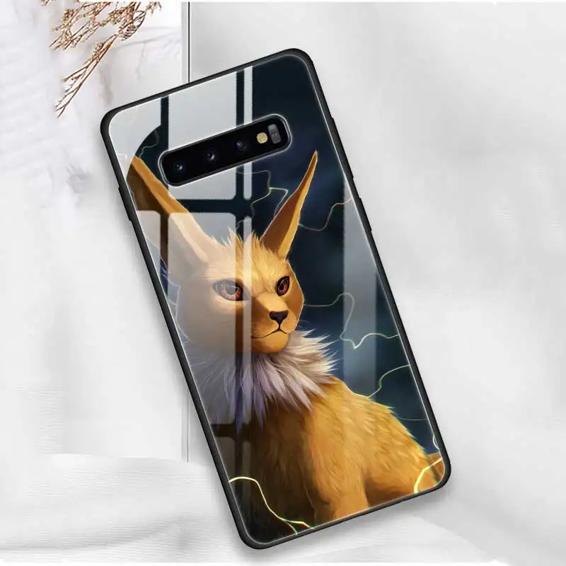Чехол из закаленного стекла с рисунком eevee для samsung Galaxy S10 S10e S9 S8 Note9 Note 10 Plus 5G A50 A30 края из ТПУ