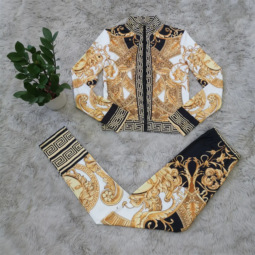 

Coolhappy 2021 Winter Sports Suit For Women 2 Printed Jackets + Pantsuit SweatShirt For Women Sports Suit For Women